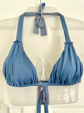 J. Crew Jersey Lomellina Blue Halter Bikini Top